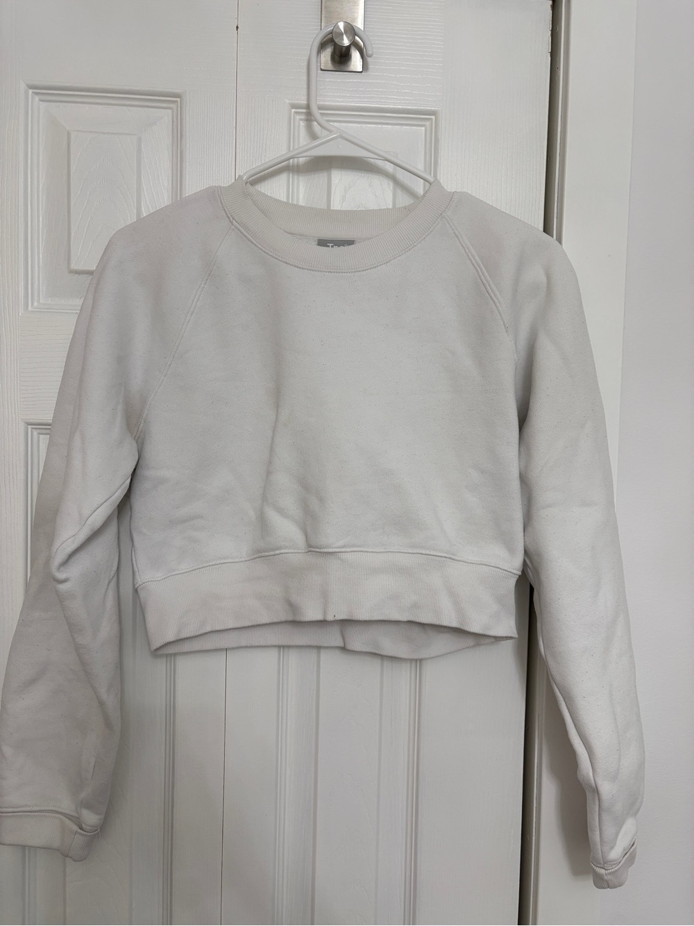 TNA White Cropped Crew Sweatshirt